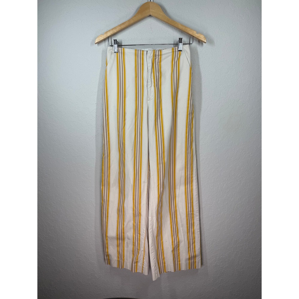 Women's Abercrombie & Fitch Yellow‎ Brown Striped Wide Leg Pants Size S
